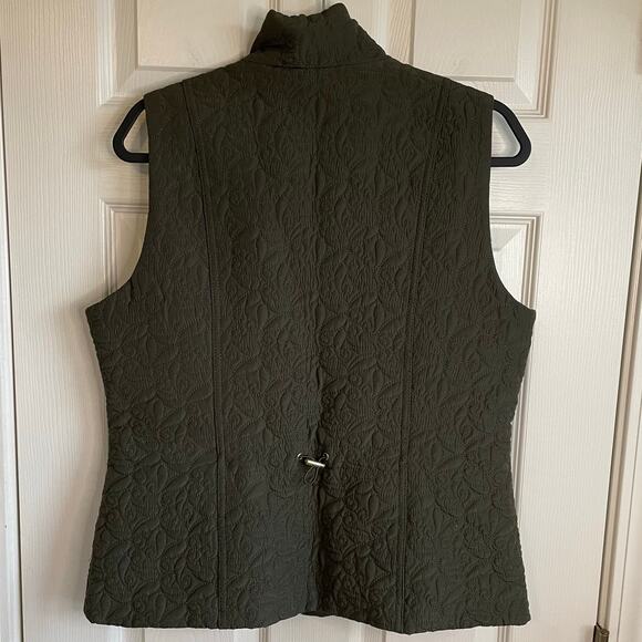Dress Barn Quilted Vest Lightweight Lined Zip Pockets Dark Green Sz L Casual - Picture 4 of 10